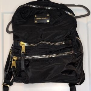 Adrienne Vittadini Black Backpack with Gold Accents